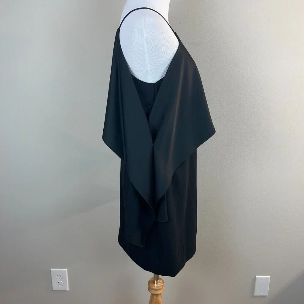 TRINA TURK Dress 4 Black Cold‎ Shoulder Flutter Sleeve Flounce Cocktail Sheath